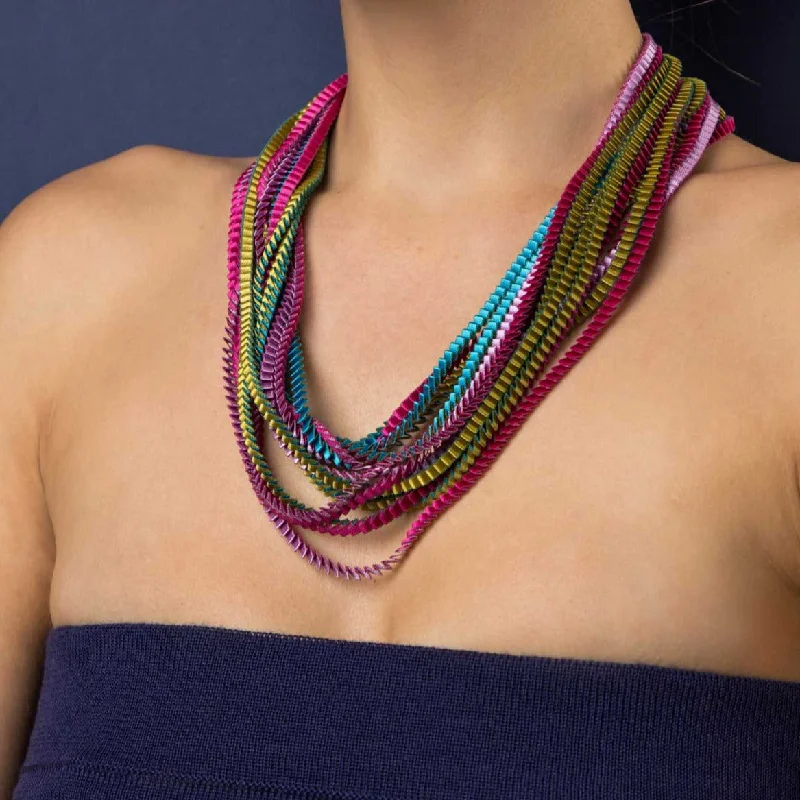 Pleated Necklace Multi