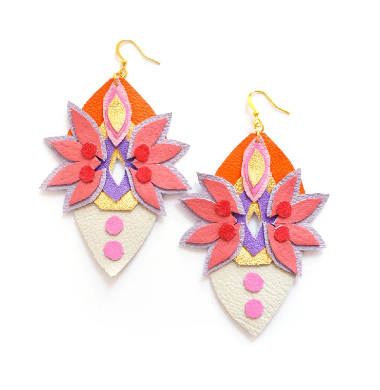 Rhinestone leather earrings