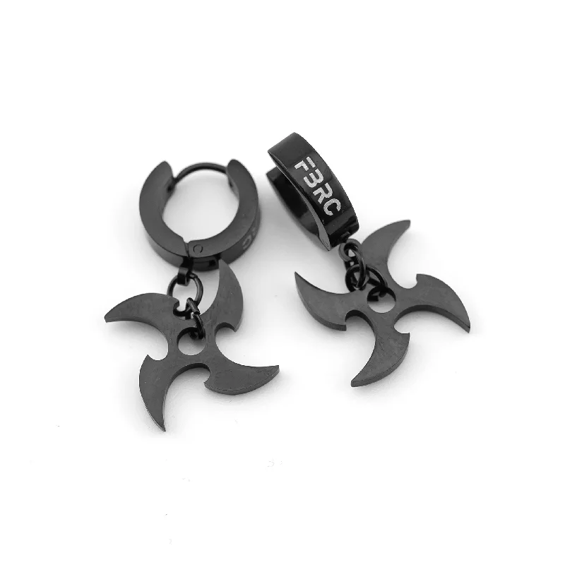 SRK-02C Black Shuriken Earrings