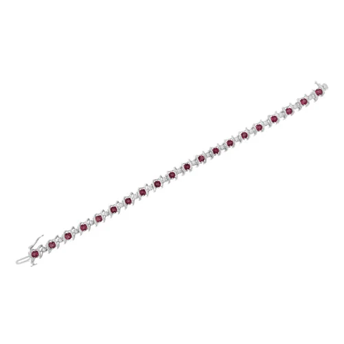 Sterling Silver Lab Created Ruby and Diamond