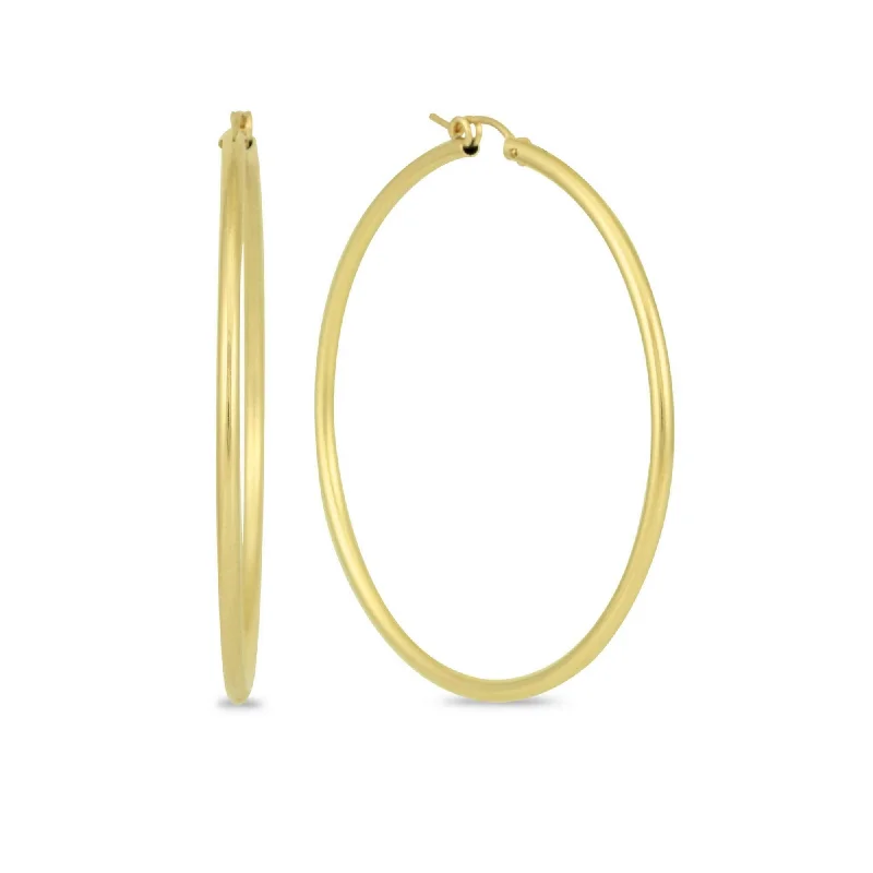 14k Yellow Gold 2MM Thick Tube Hoop Earrings