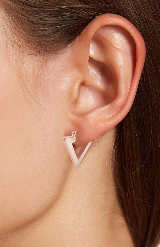 18K Rose Gold  Linear 'V'  1" Earrings