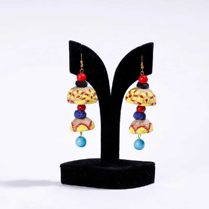 Handpainted & Bead Work Jute Earrings