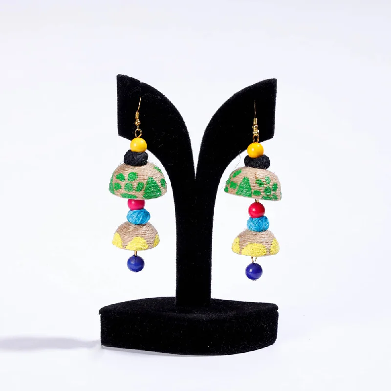 Handpainted & Bead Work Jute Earrings