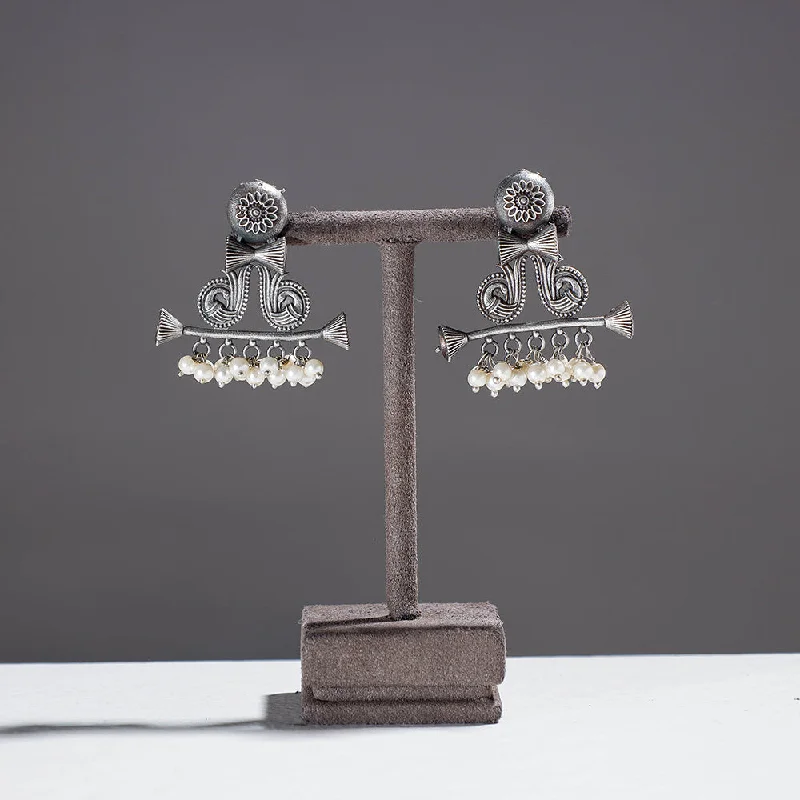 Antique Finish Oxidised German Silver Stud Earrings