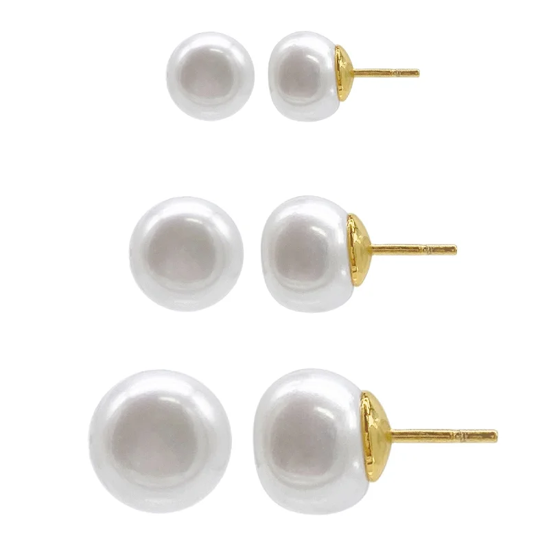 Adornia Freshwater Pearl Stud Set gold