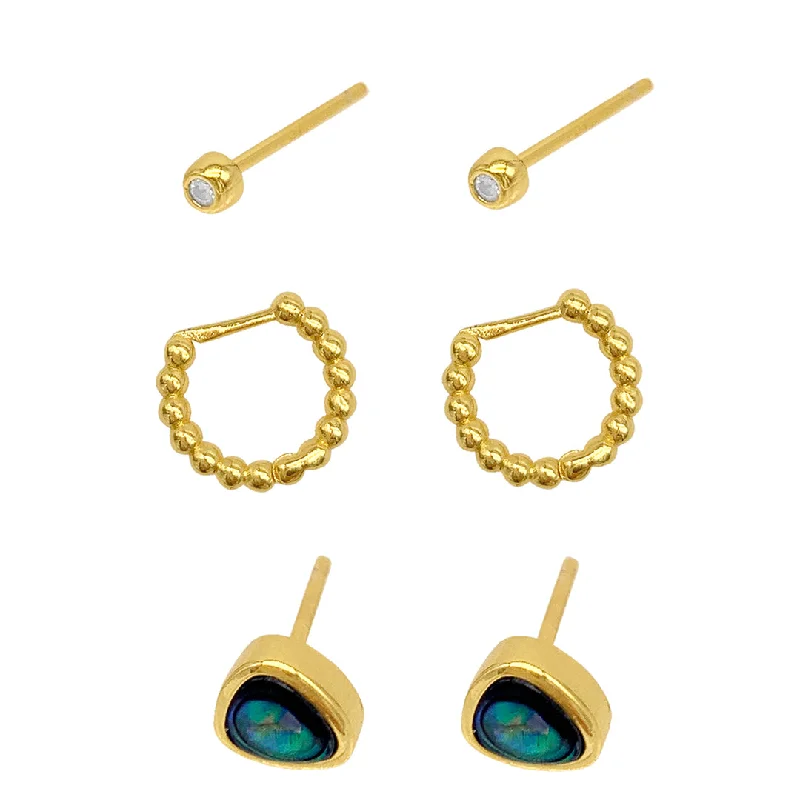 Adornia Hoop and Stud Set gold