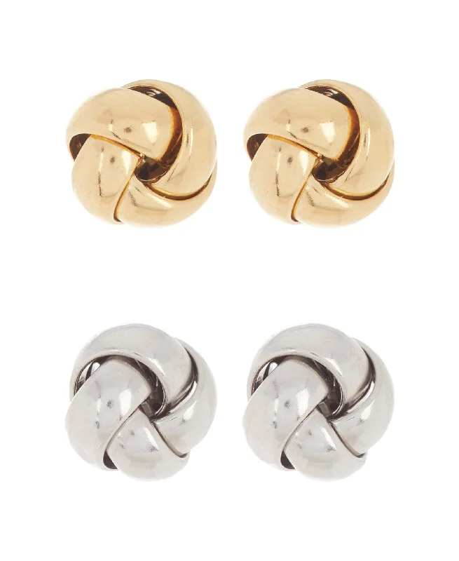 Adornia Knot Stud Set silver gold