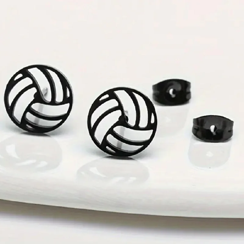 Black Volleyball Earrings