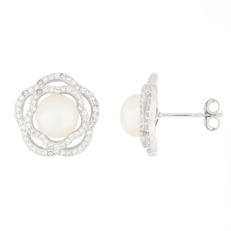 Sterling Silver 7-7.5mm Freshwater Pearl Stud Earrings