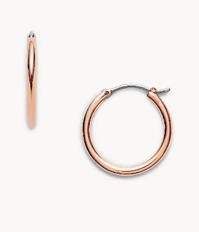 Fossil Women's Rose Gold Stainless Steel Hoop Earring