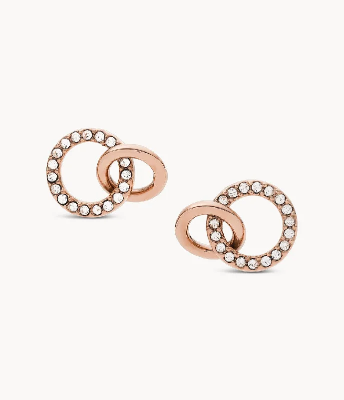 Fossil Women's Rose Gold Stainless Steel Stud Earring