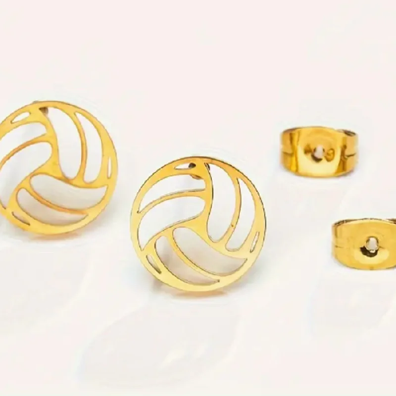 Gold Volleyball Earrings