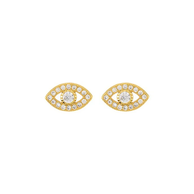 Adornia Crystal Evil Eye Studs gold