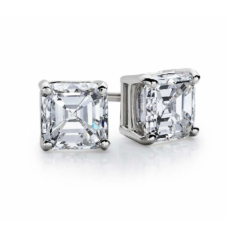 Suzy Levian Sterling Silver Asscher-Cut Cubic Zirconia 6mm 2.50 cttw Stud Earrings