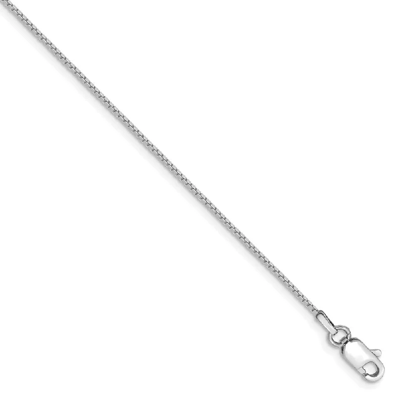 0.9mm, 10k White Gold, Box Chain Anklet or Bracelet