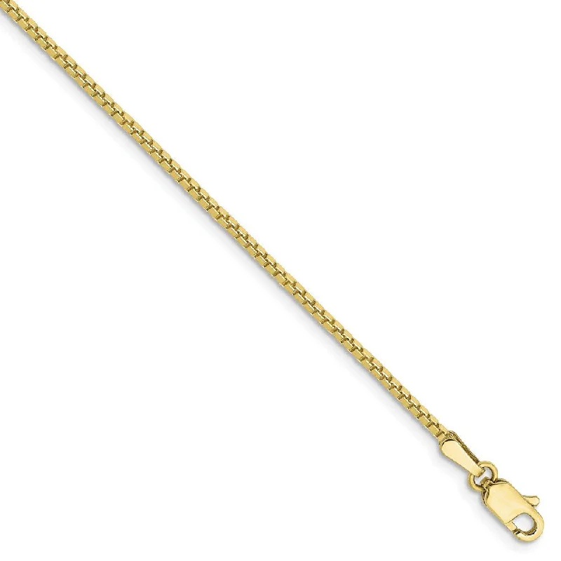 1.25mm, 10k Yellow Gold, Box Chain Anklet, 9 Inch