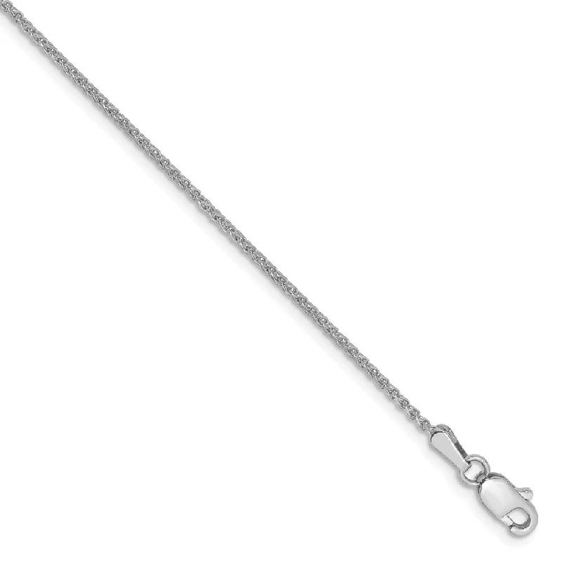 1.2mm, 14k White Gold, Diamond Cut Solid Spiga Chain Anklet