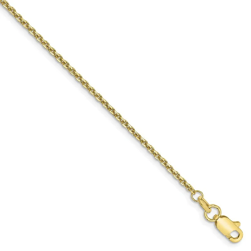 1.3mm, 10k Yellow Gold, Diamond Cut Cable Chain Anklet, 9 Inch