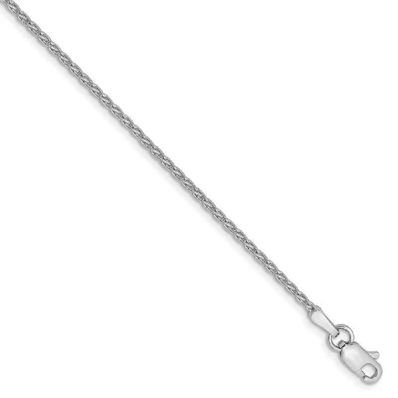 1.5mm, 14k White Gold, Solid Parisian Wheat Chain Anklet