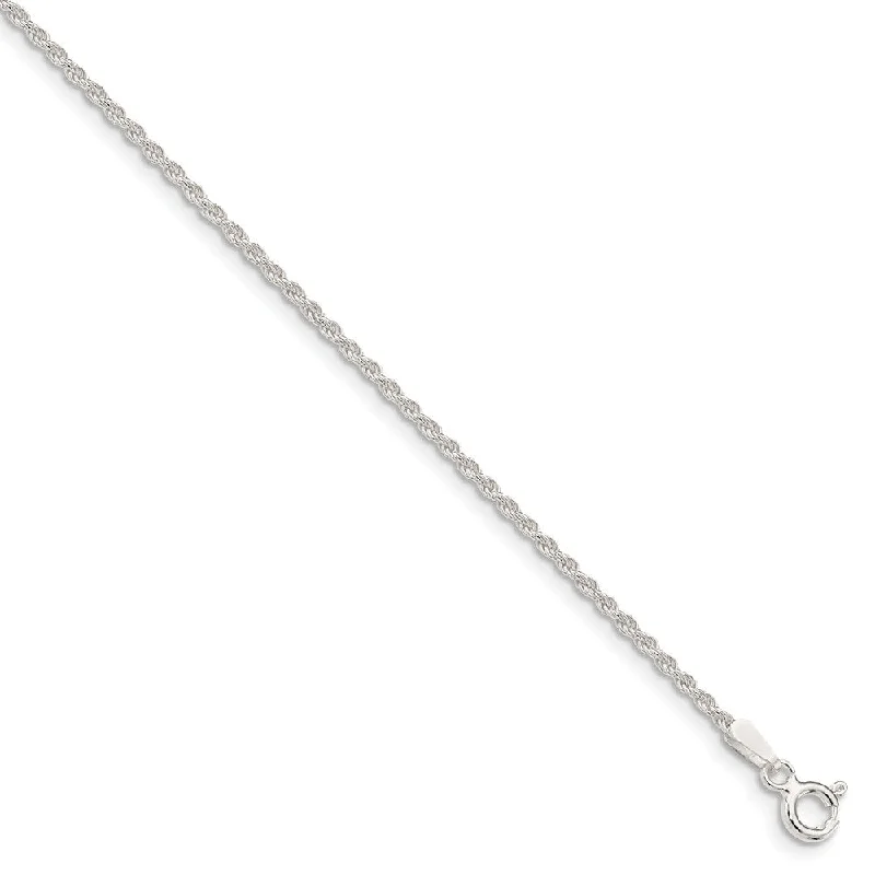 1.5mm Sterling Silver Classic Solid Rope Chain Anklet