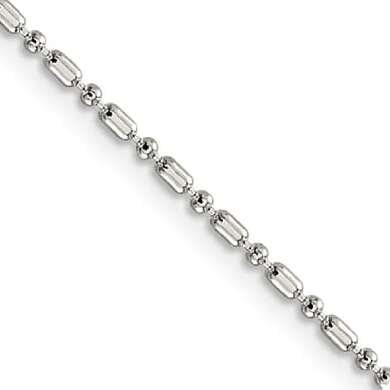 1.5mm Sterling Silver Solid Fancy Beaded Chain Anklet