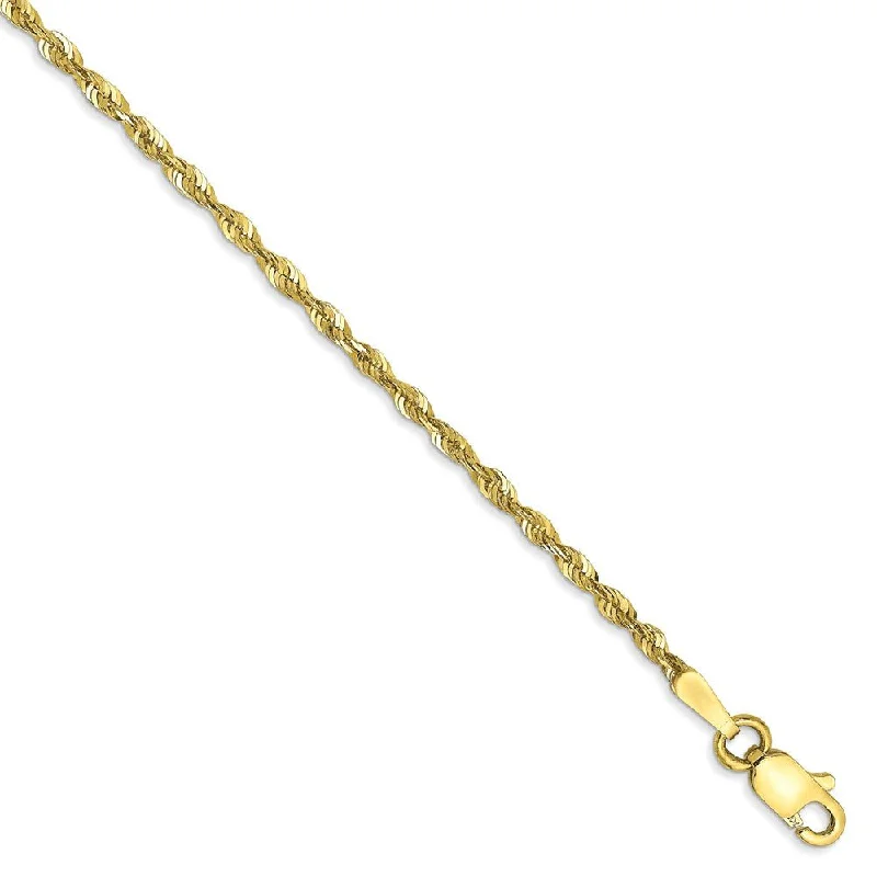 1.8mm, 10k Yellow Gold Lightweight D/C Rope Chain Anklet