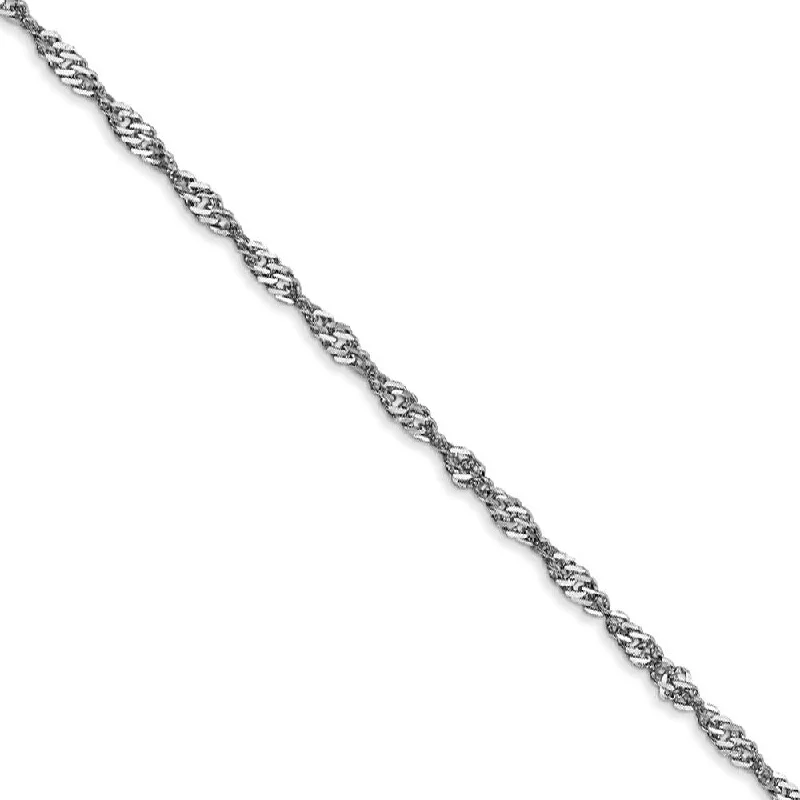 1.9mm 14k White Gold Diamond Cut Singapore Chain Bracelet & Anklet