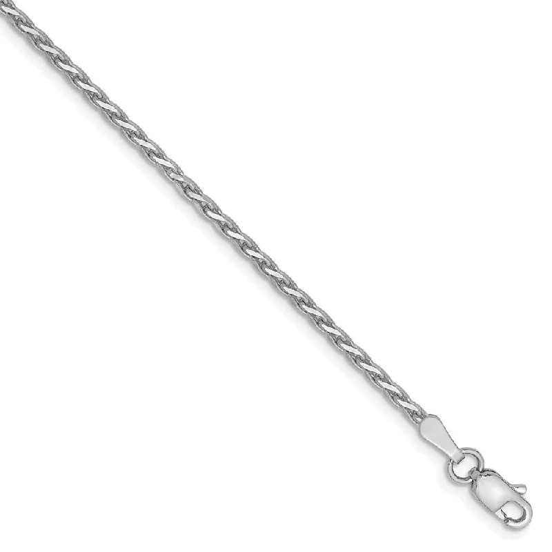 1.9mm, 14k White Gold, Solid D/C Round Wheat Chain Anklet