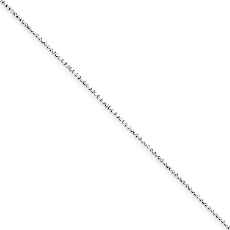 1 mm, Sterling Silver, Beaded Chain Anklet - 10 inch