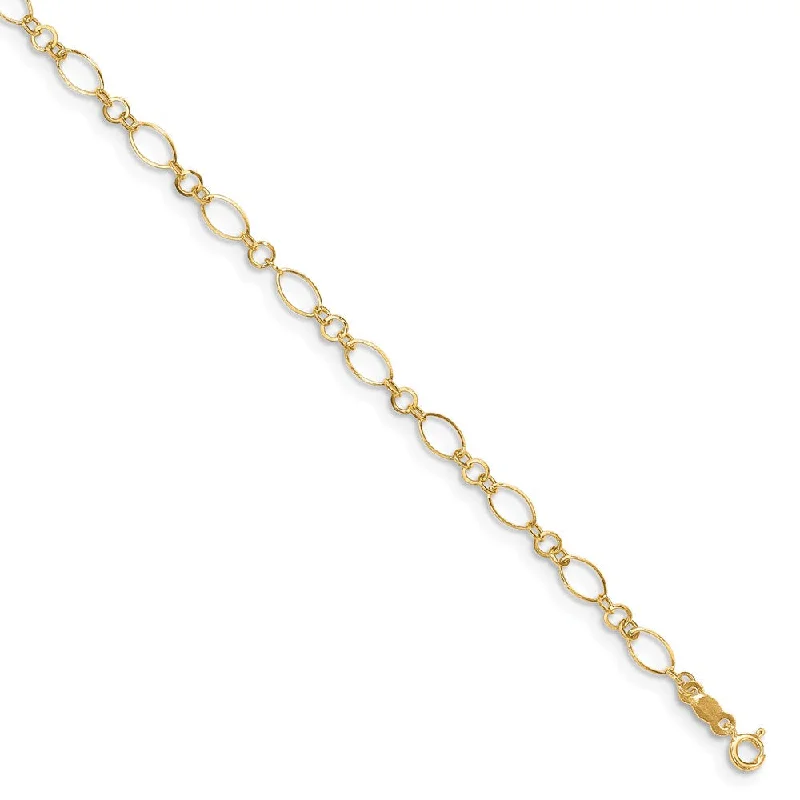 14k Gold Anklet with Extension, 9-10 Inch