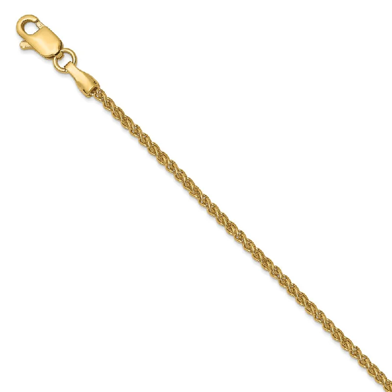 14k Yellow Gold 1.5mm Solid Wheat Chain Anklet, 10 Inch