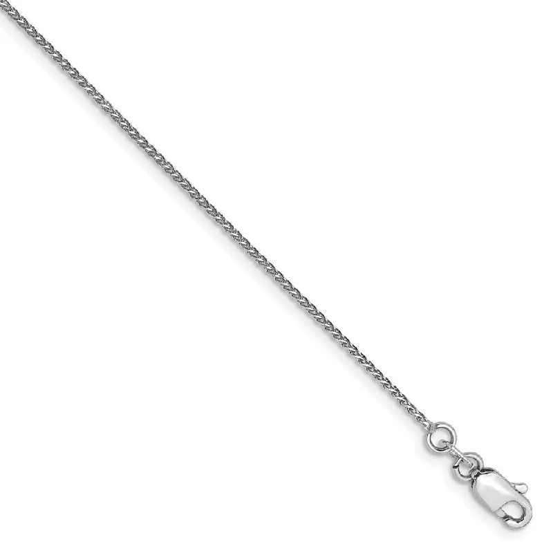 1mm, 14k White Gold, Diamond Cut Solid Spiga Chain Anklet