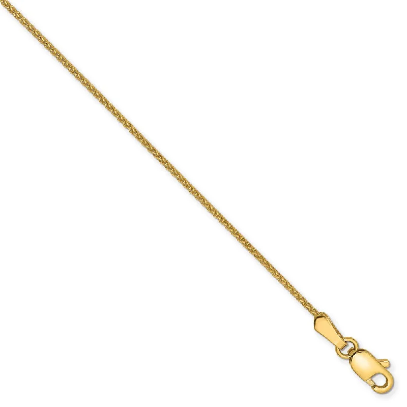 1mm, 14k Yellow Gold, Diamond Cut Solid Spiga Chain Anklet