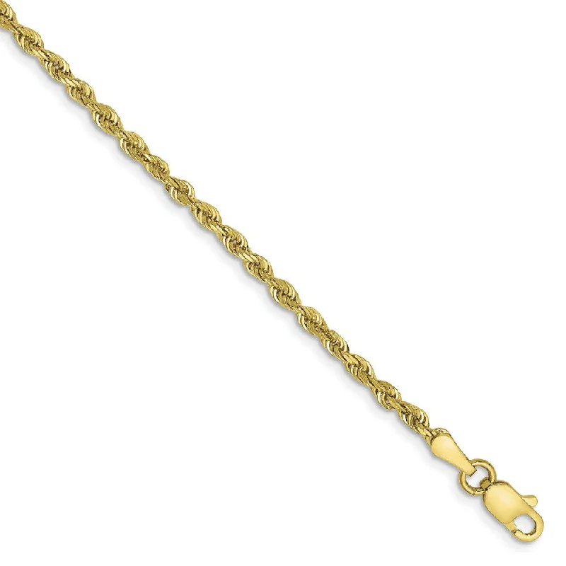 2.25mm 10k Yellow Gold D/C Quadruple Rope Chain Anklet