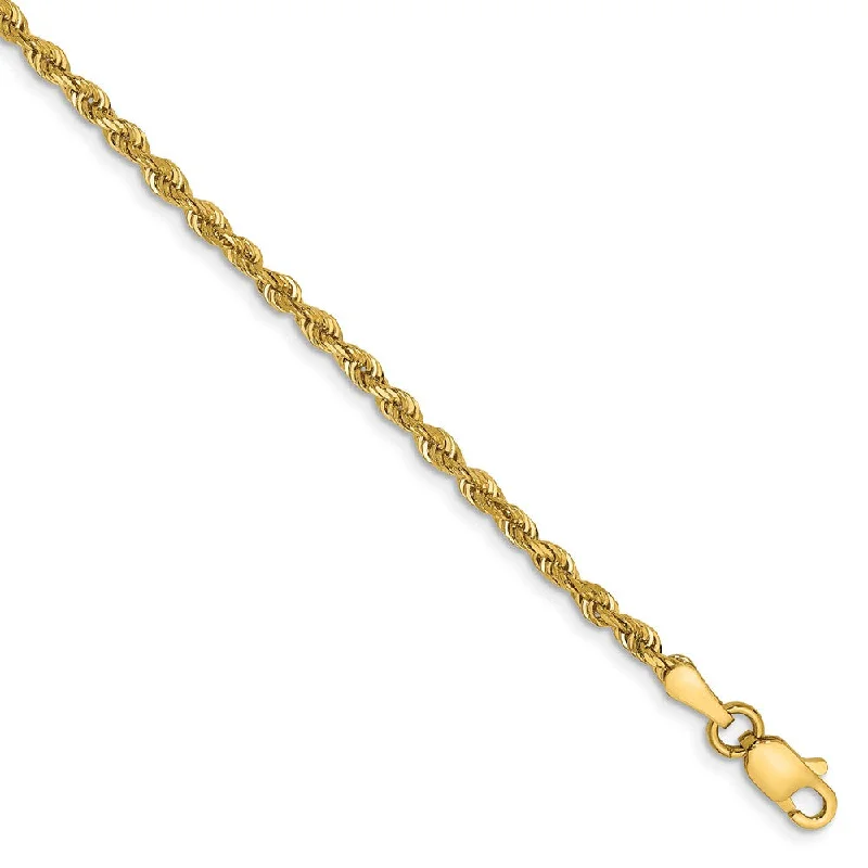 2.25mm, 14k Yellow Gold, D/C Quadruple Rope Chain Anklet