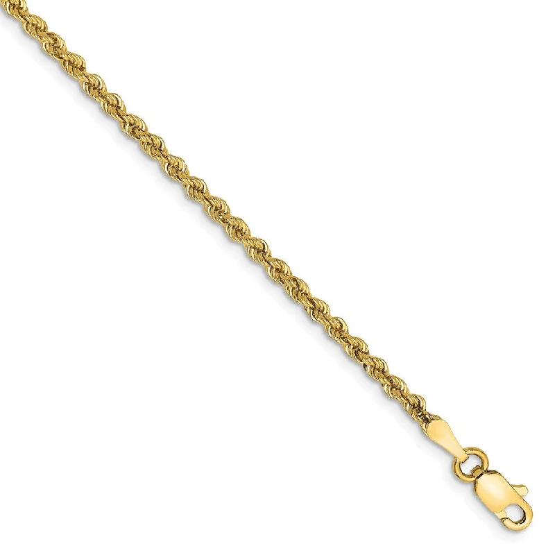 2.25mm, 14k Yellow Gold, Handmade Solid Rope Chain Anklet or Bracelet