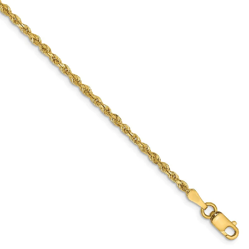 2mm, 14k Yellow Gold, D/C Quadruple Rope Chain Anklet