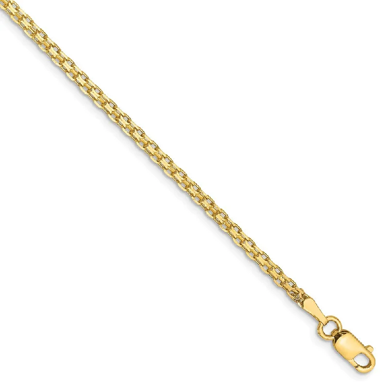 2mm, 14k Yellow Gold, Flat Bismark Mesh Chain Anklet or Bracelet