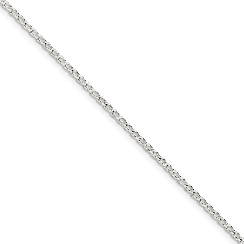 2mm Sterling Silver Solid Open Curb Chain Anklet