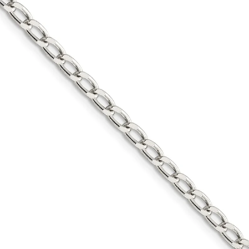 3.2mm, Sterling Silver Solid Open Curb Chain Anklet