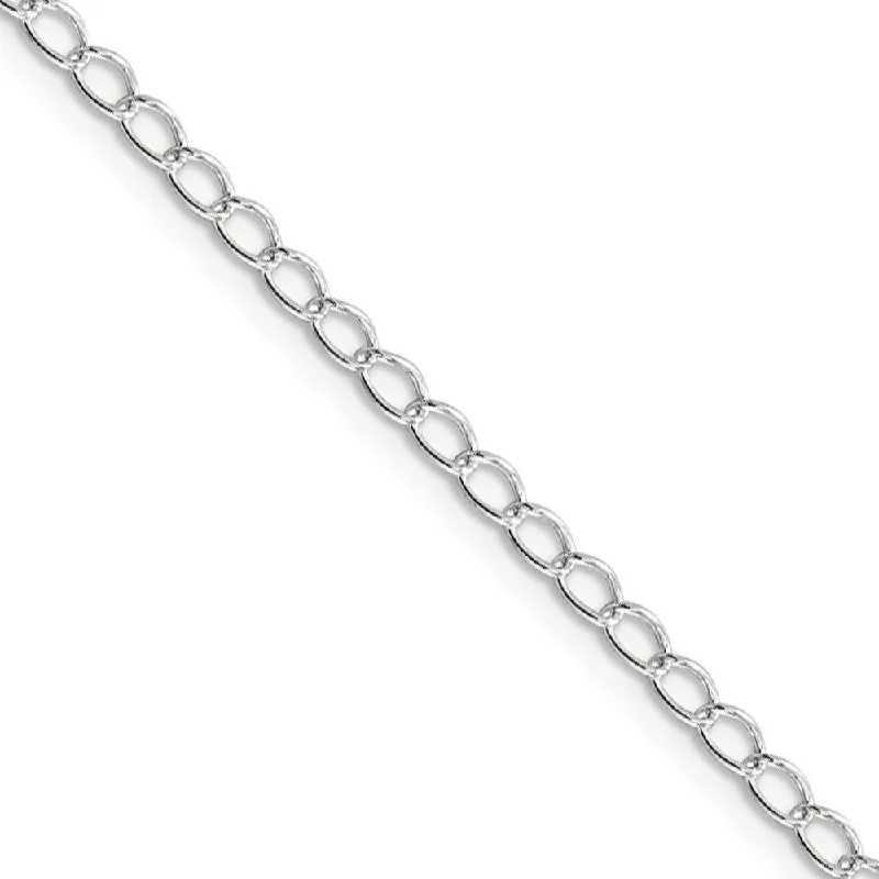 3mm, Sterling Silver Open Solid Curb Chain Anklet, 10 Inch