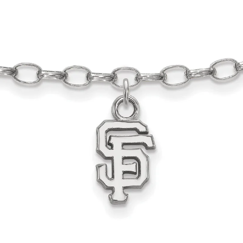 MLB Sterling Silver Rhodium Plated San Francisco Giants Anklet, 9 In