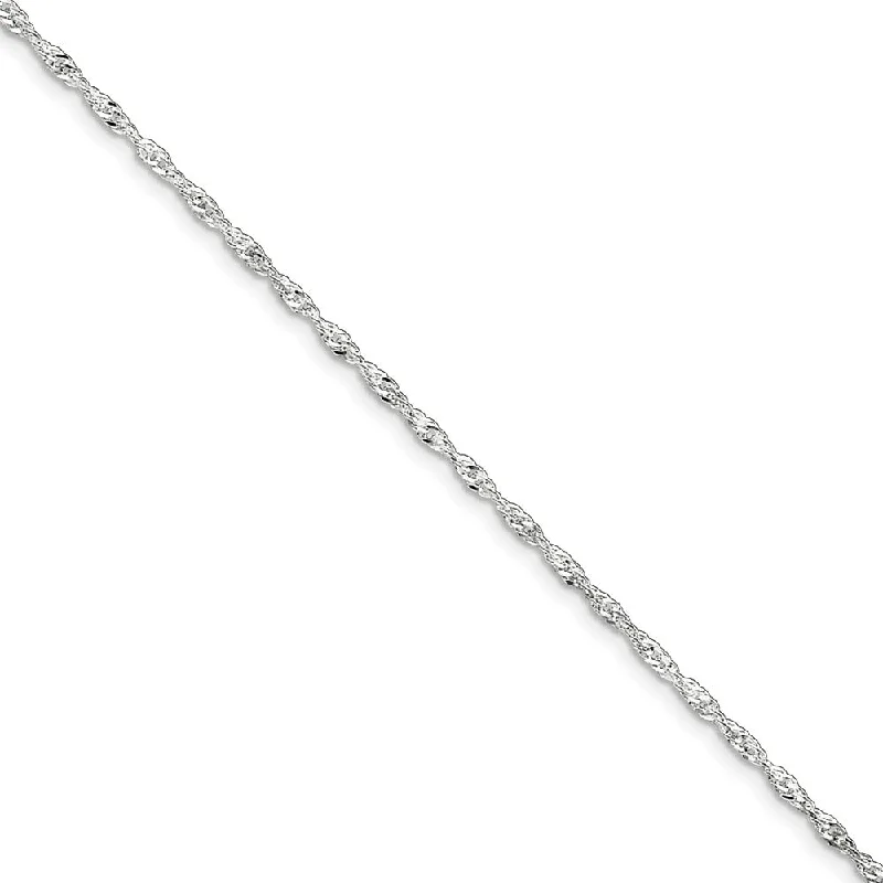 Sterling Silver 2mm Twisted Singapore Chain Anklet, 9-10 Inch