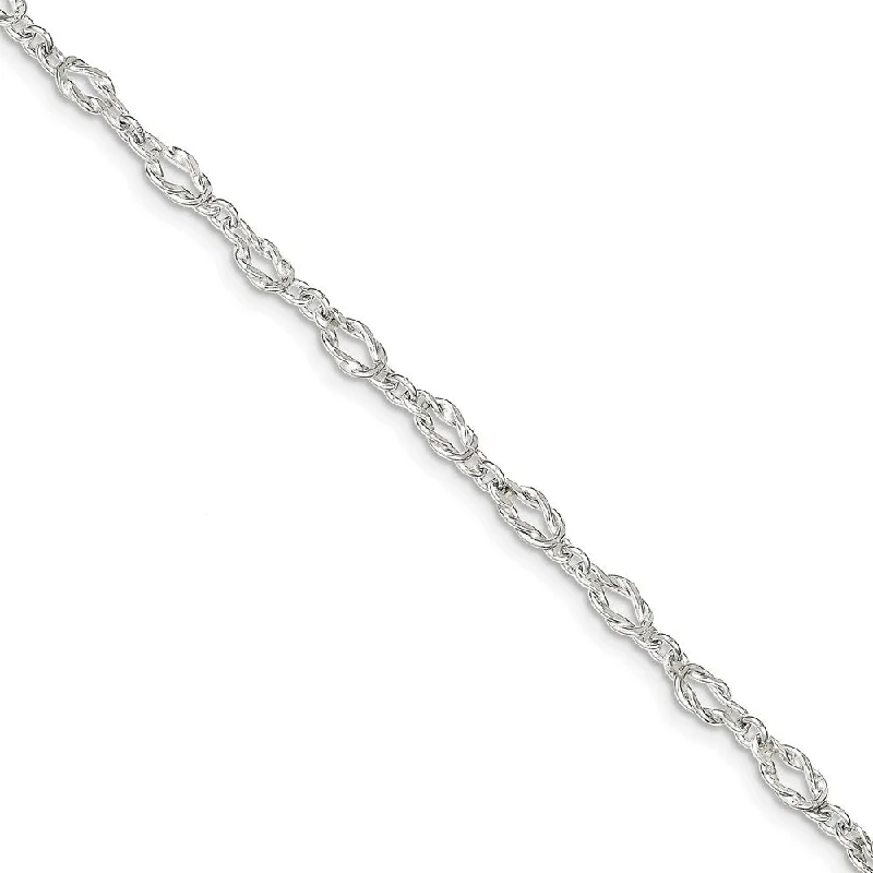 Sterling Silver 6mm, Herculean Knot Link Anklet