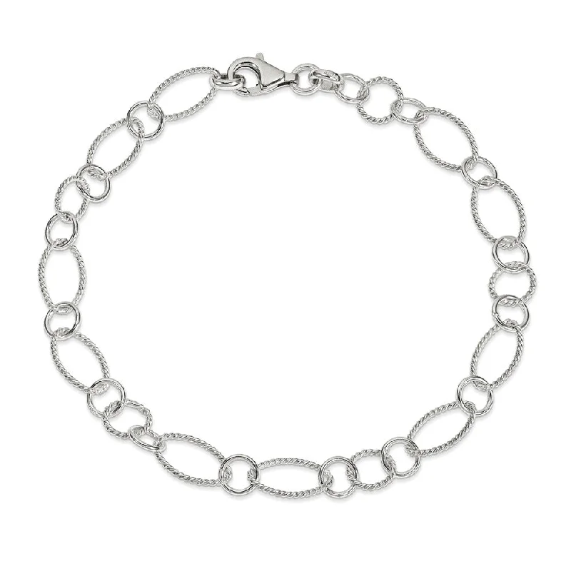 Sterling Silver Sequence Link Anklet, 10 Inch